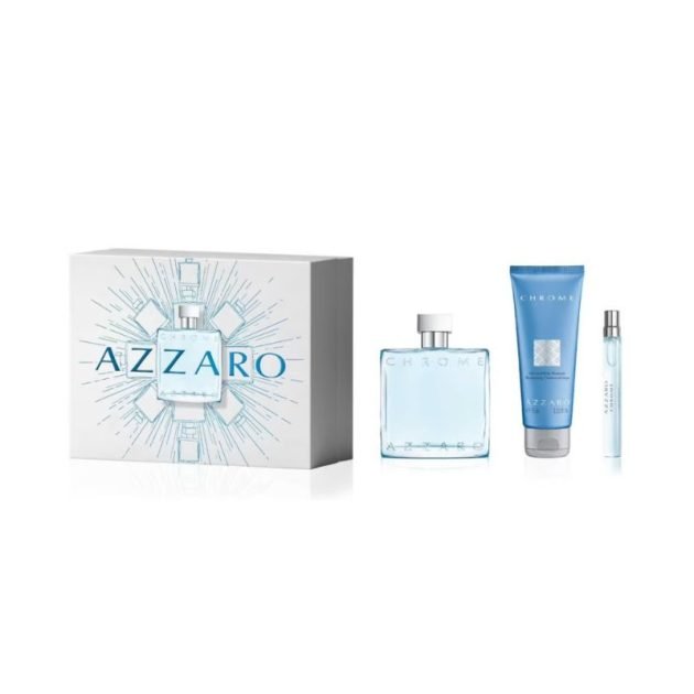 COFFRET AZZARO CHROME EDT 100ML+SHAMPOOING CHEVEUX ET CORPS 75ML+ 10ML